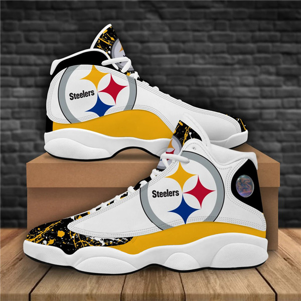 Men's Pittsburgh Steelers AJ13 Series High Top Leather Sneakers 004